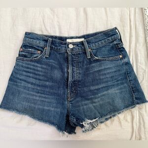 NWOT MOTHER Blue Frayed Denim Shorts